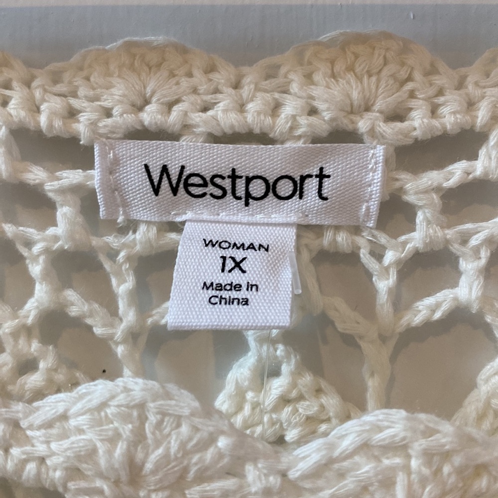 Westport Dressbarn Crotchet Ivory Top / coverup - Picture 3 of 9